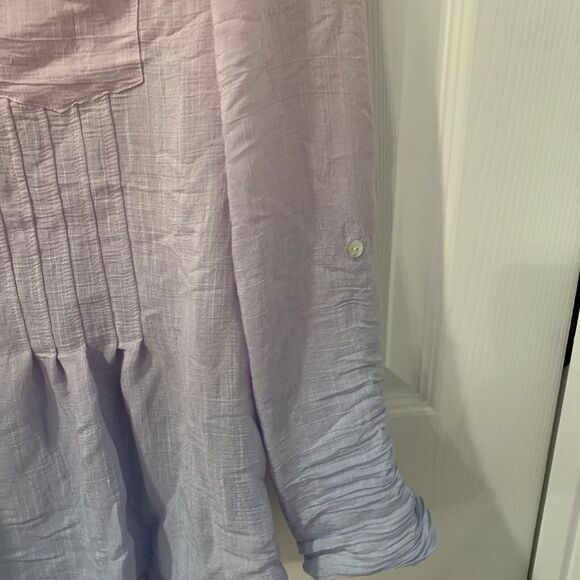 Zac‎ & Rachel Pink and Purple Ombré Blouse Size S Pockets V Neck Henley Office - Picture 6 of 11